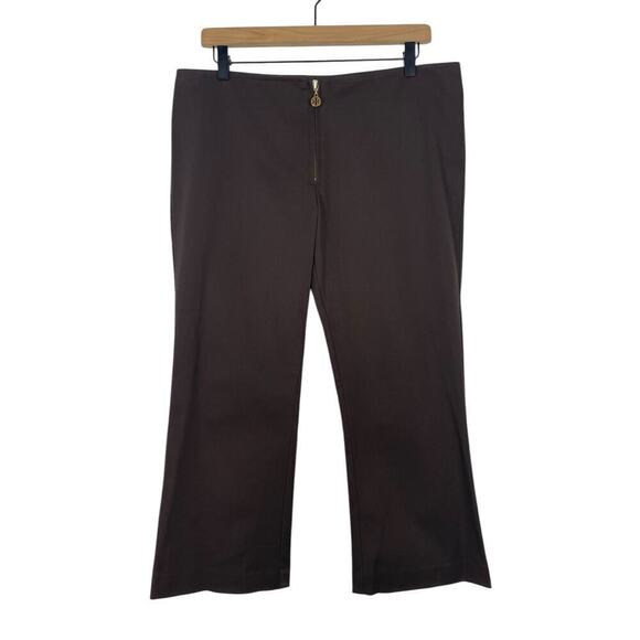 Tory Burch Stretch Twill Som Pant Capris Coconut Brown Size 12 Minimalist Casual - Picture 1 of 12